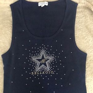 BELLAGIO LAS VEGAS RESORT MERCH VINTAGE - Dark Blue Tank Top 100% cotton so soft